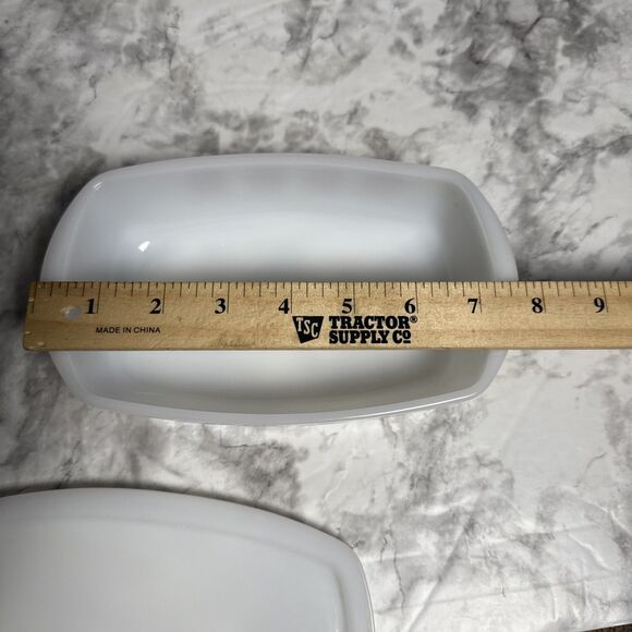 MCM Federal Milk Glass Loaf Pan/Refrigerator Dish W/ Sunflower Vintage With Lid! - Picture 9 of 9